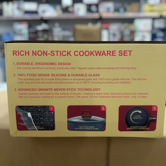 Donnor 15pcs Rich Non-Stick Cookware Set