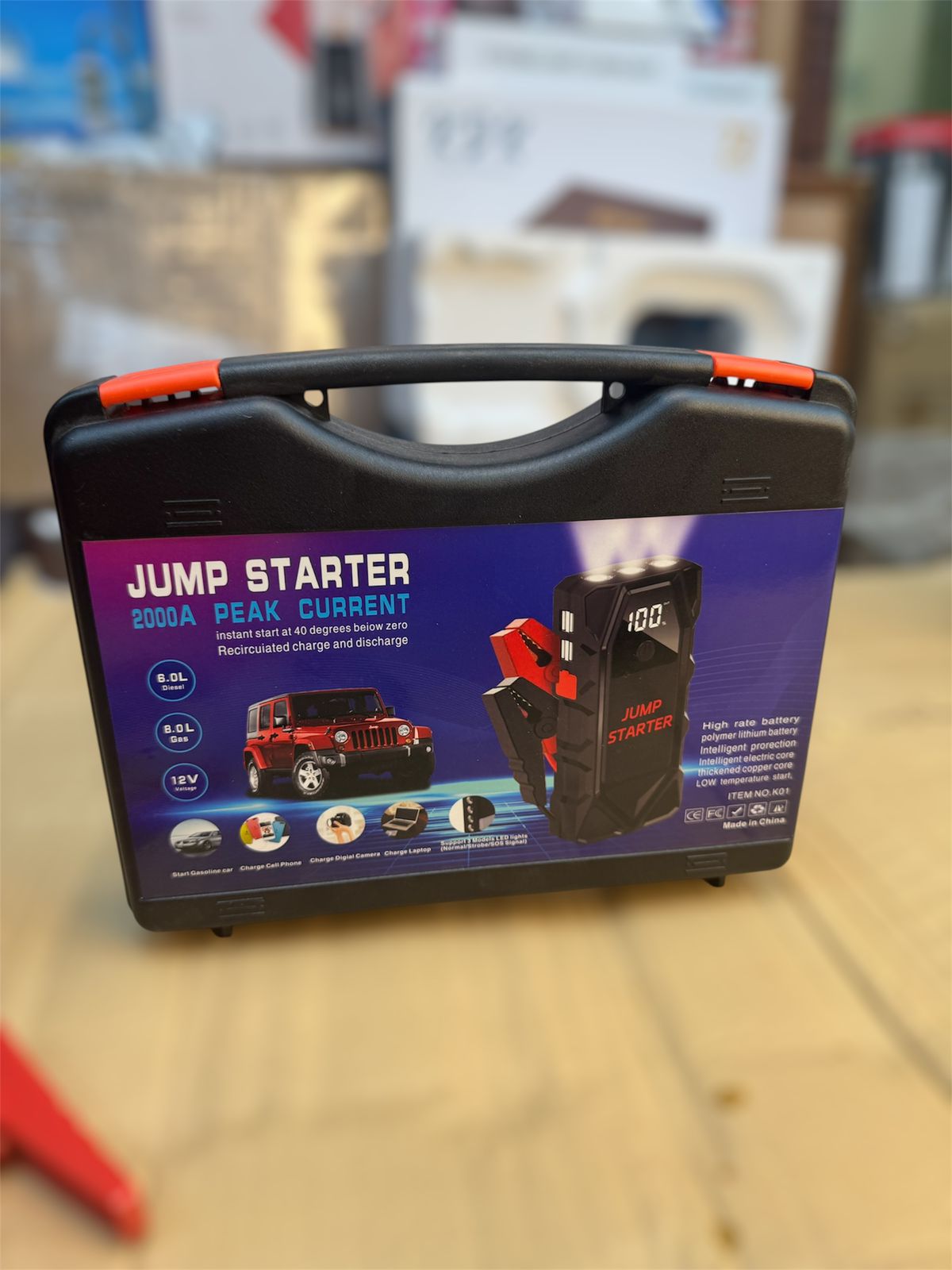Rechargeable jump starter 3 in 1 function 18000 battery