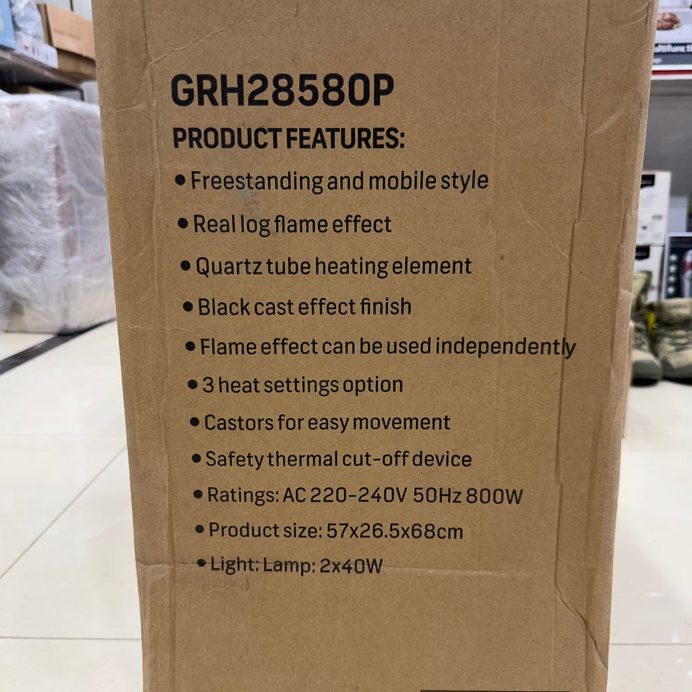 Geepas Quartz Tube Log Flame Effect Electric Heater 28580