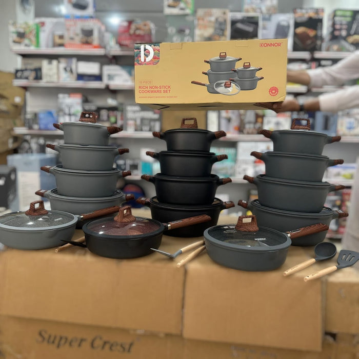 Donnor 15pcs Rich Non-Stick Cookware Set