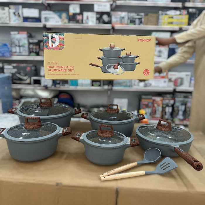 Donnor 15pcs Rich Non-Stick Cookware Set