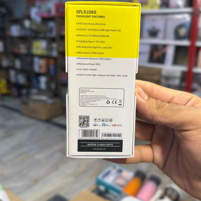 Geepas Rechargeable LED Flashlight-51065